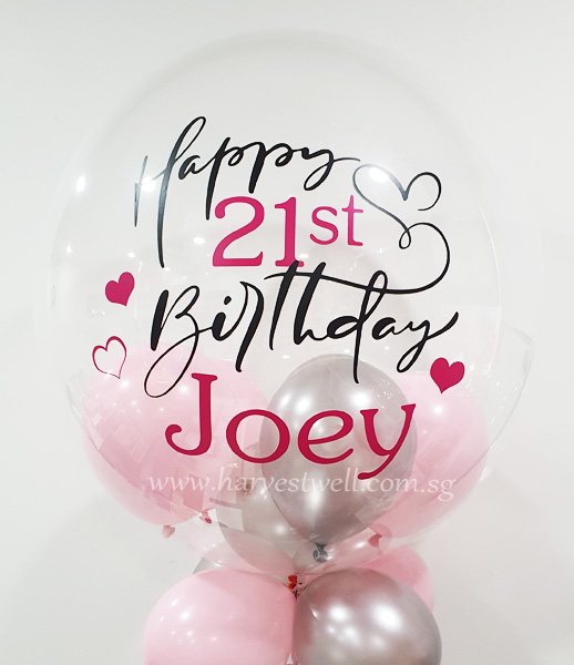 21st Birthday Print On Bubble Balloon